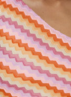 Alisia One Shoulder Knit Mini Dress Pink Stripe