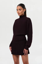 Pleated Knit Sweater Mini Skirt