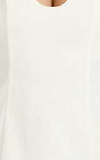 Lux Midi Dress - Front Keyhole Fitted Dress in White