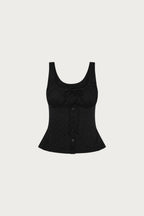 Peplum Embroidered Top | Black
