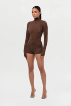 Velvet Mesh Chevron Hot Pants