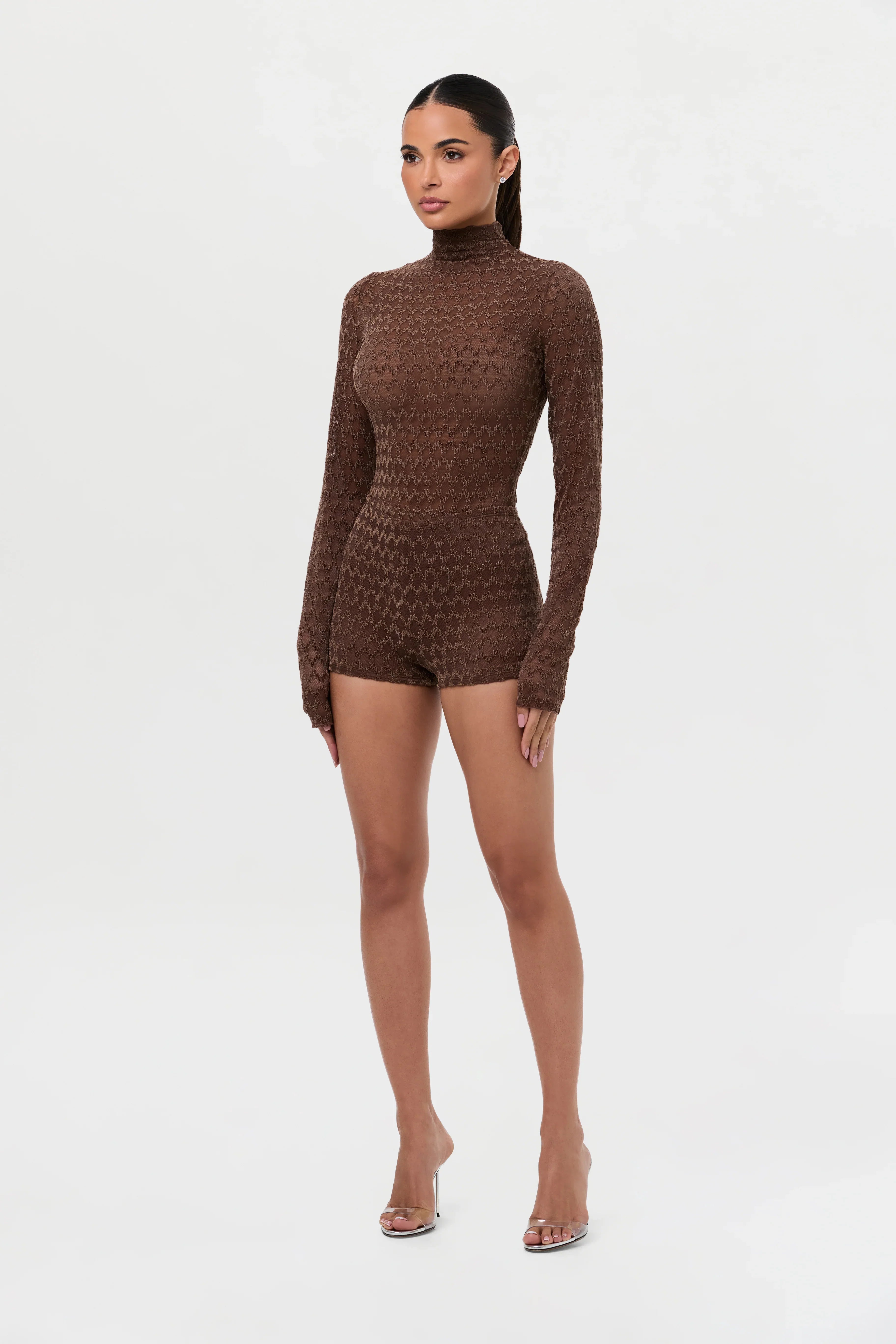 Velvet Mesh Chevron Hot Pants