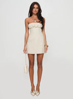 Luvstruck Strapless Mini Dress Beige
