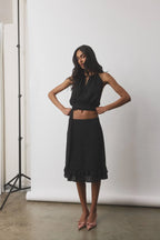 Frill Midi Skirt | Black