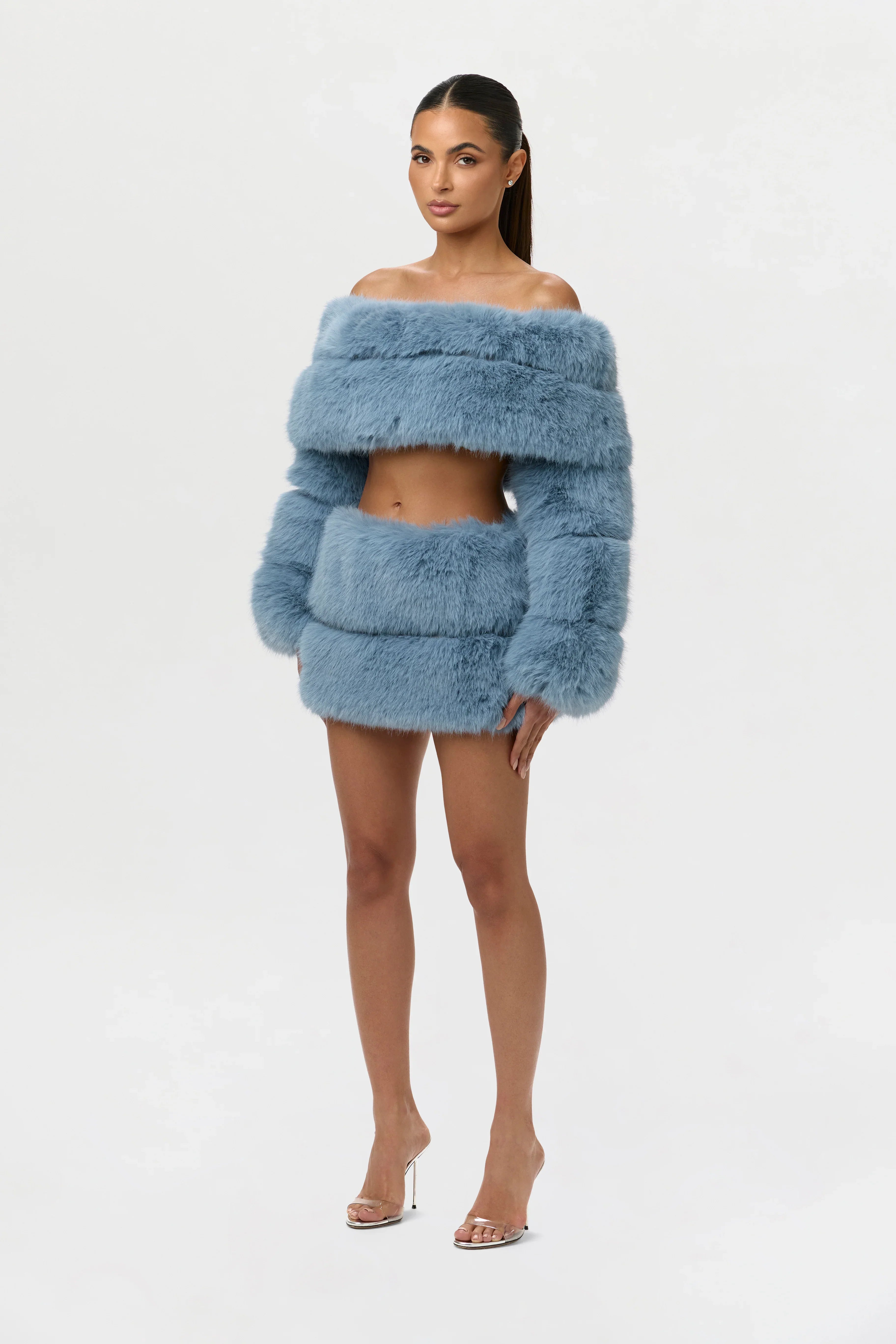 Faux Fur Off-Shoulder Pelted Top