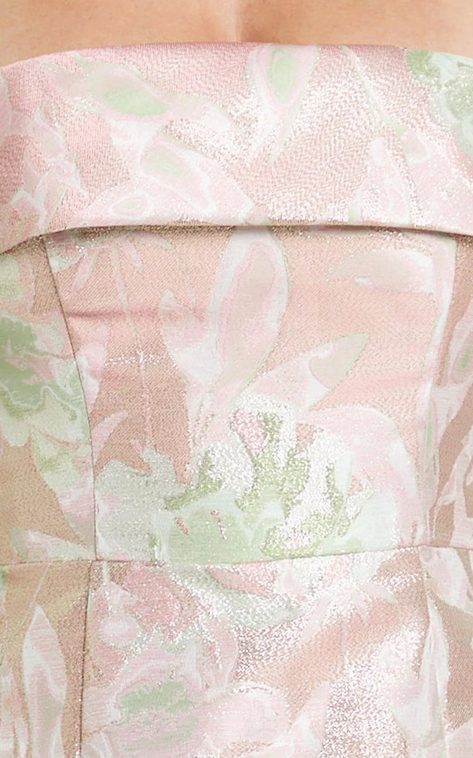 Lawrence Mini Dress - Jacquard Folded Strapless Dress in Pink