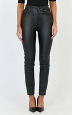 Whinnie Jeans - High Waist Skinny Coated Denim Jeans in Black