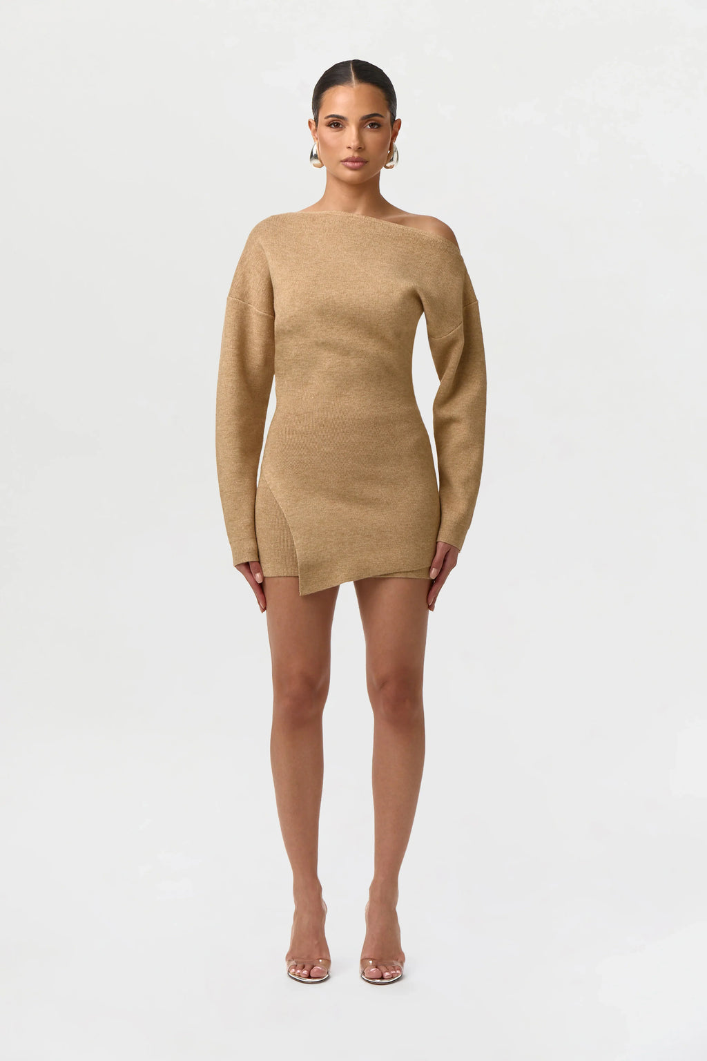 Knit Off-Shoulder Asymmetric Top