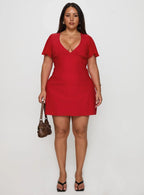 Florie Corset Mini Dress Red Curve