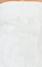 Sienna Midi Dress - Strapless Floral Embroidered Bodycon Dress in White
