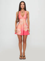 Laleisa Beaded Halter Mini Dress Multi