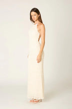Pleated Halter Maxi Dress