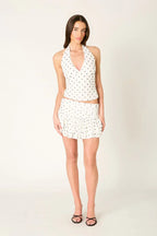 Polka Dot Mesh Halter Top