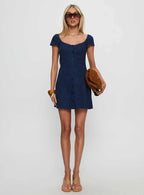 Marisella Button Down Mini Dress Navy