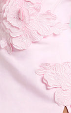 Dolores Mini Dress - Strapless Plunge Bodycon Leg Split Dress in Baby Pink