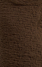 Portia Mini Dress - V Neck Textured Jersey Bodycon Mini Dress in Chocolate
