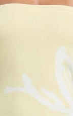 Rema Maxi Dress - Intarsia Floral Strapless Knitted Dress in Lemon