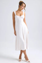 Sweetheart-Neck Ruched Midaxi Dress in Light Blue