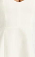 Lux Mini Dress - Front Keyhole A Line Dress in White