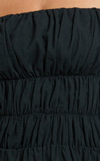 Aisha Mini Dress - Ruched Bust A Line Mini Dress in Black