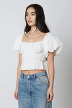 Smocked Puff Sleeve Top
