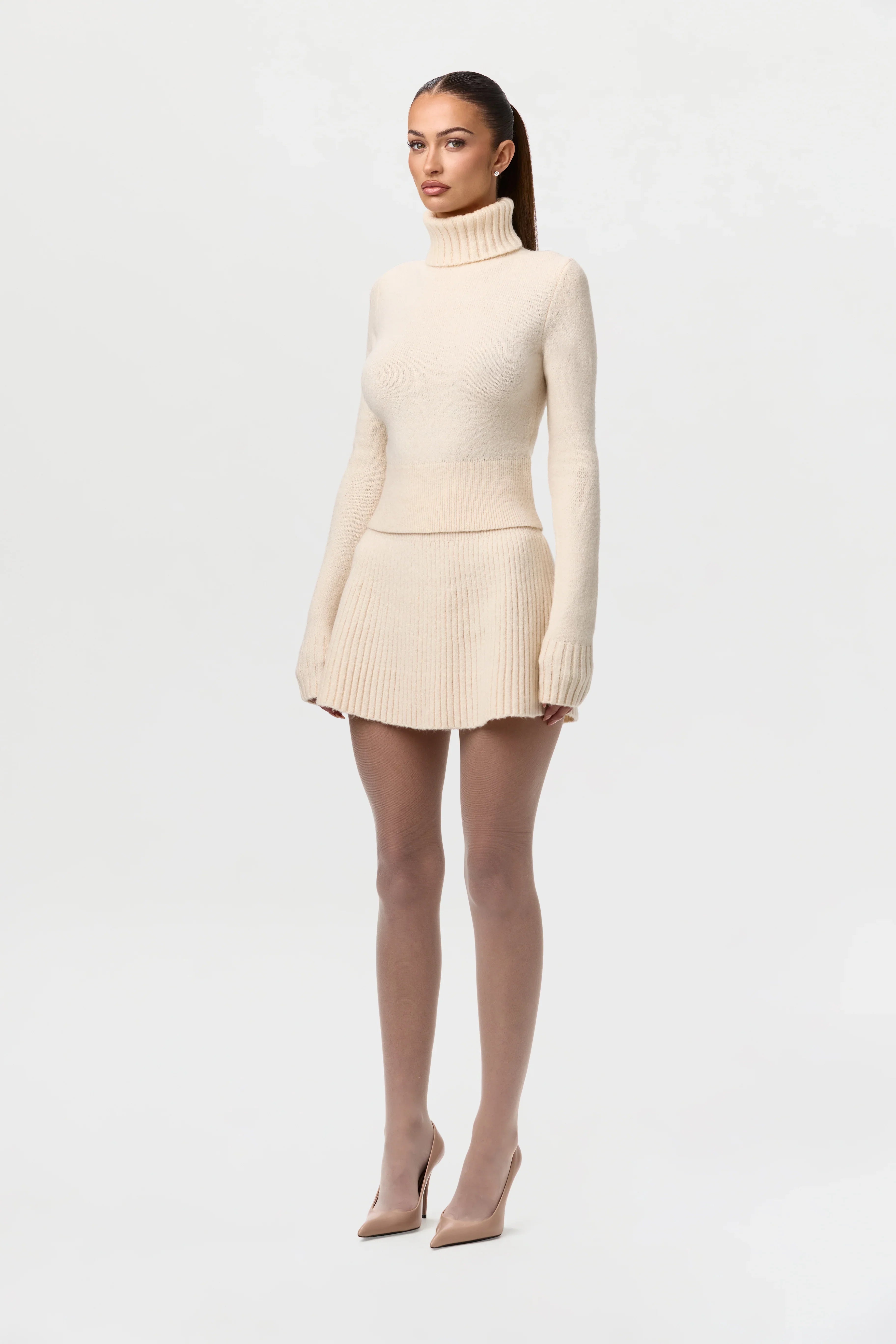 Knit Ribbed A-Line Mini Skirt