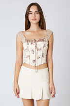 Puff Sleeve Satin Corset