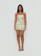 Fienna Beaded Mini Dress Green Multi