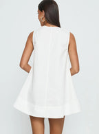 Eberta Ruched Baby Doll Mini Dress White