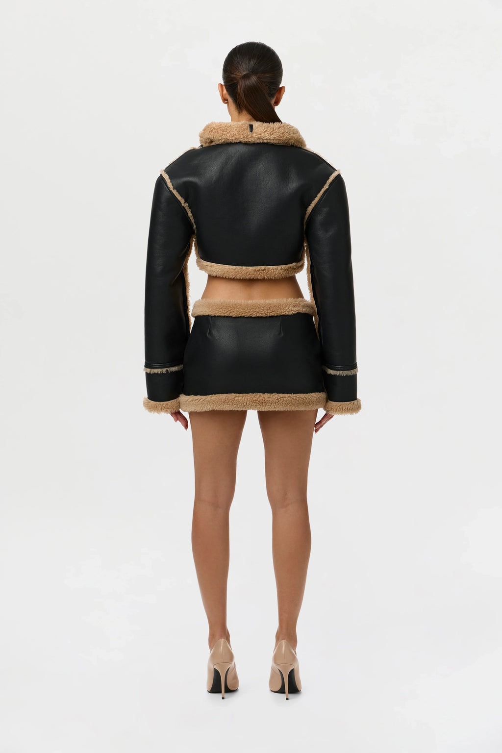 Sherpa Vegan Leather Mini Skirt