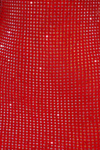 Embellished High Neck Cowl Back Mini Dress in Fire Red
