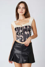 Puff Sleeve Satin Corset
