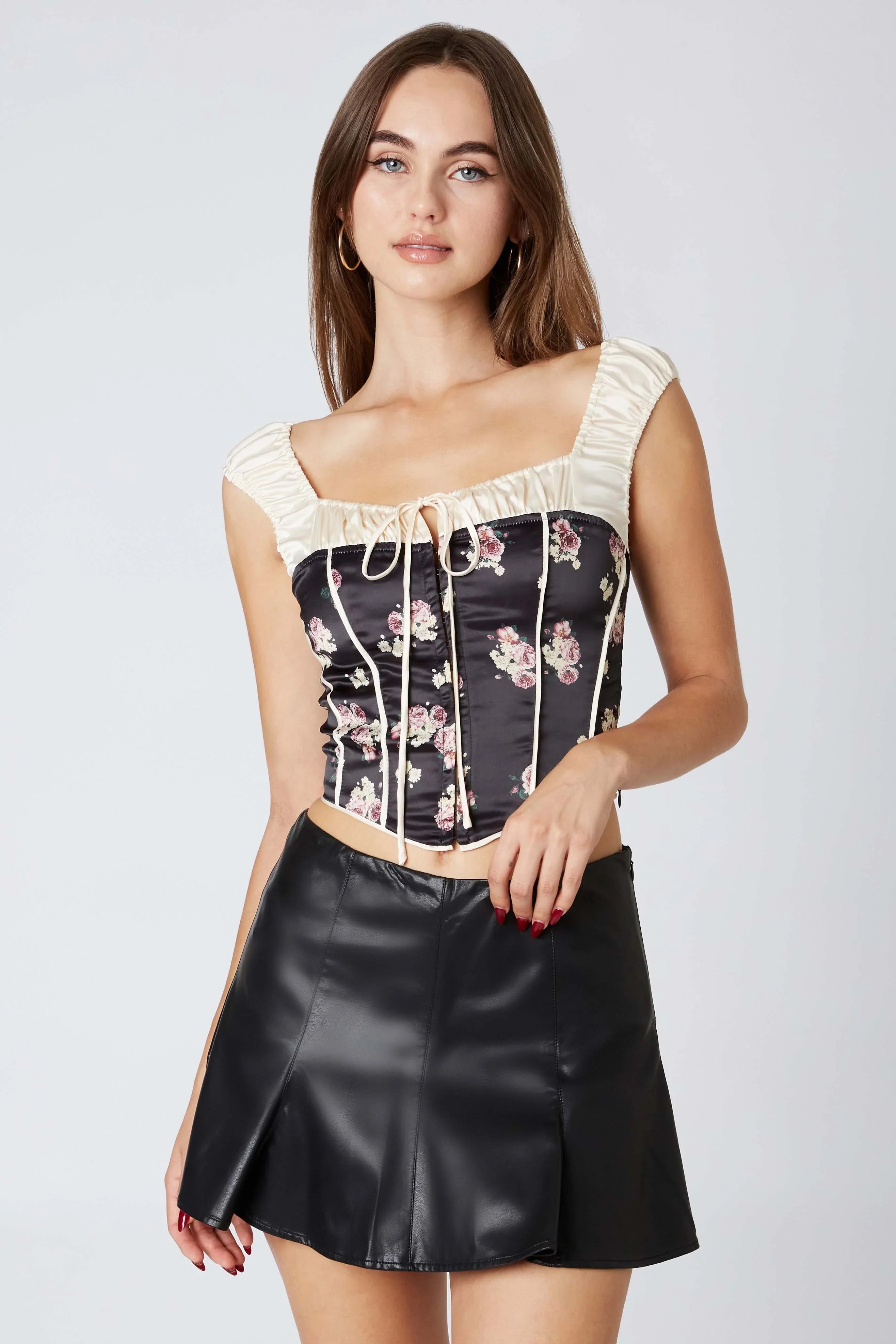 Puff Sleeve Satin Corset