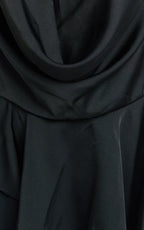 Tanisha Mini Dress - Halter Cowl Neck Asymmetrical Skirt Dress in Black