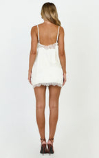 Ava Top - Lace Trim Asymmetrical Camisole Top in Cream
