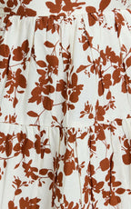 Lorelle Mini Dress - Straight Neck Tiered Dress in Shadow Floral