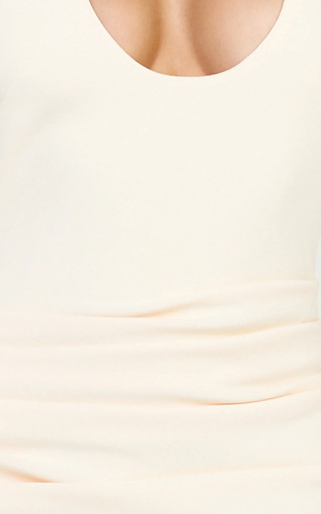 Lani Midi Dress - Scooped Neckline Draped Skirt Halter Dress in Cream