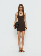 Micka Scoop Mini Dress Brown