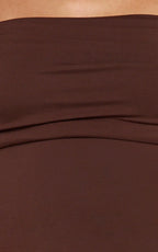 Jolie Top - Off Shoulder Long Sleeve Gathered Top in Chocolate