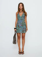 Esmira Halter Mini Dress Green Multi