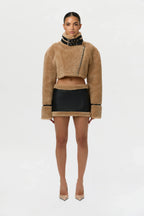 Sherpa Vegan Leather Mini Skirt