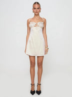 Decipher Satin Mini Dress Ivory