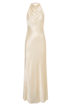 Esther Iridescent Satin Cowl Maxi Dress - Lemon Sorbet