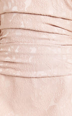 Ellis Mini Dress - Ruched Side Straight Neck Wrap Dress in Dusty Pink