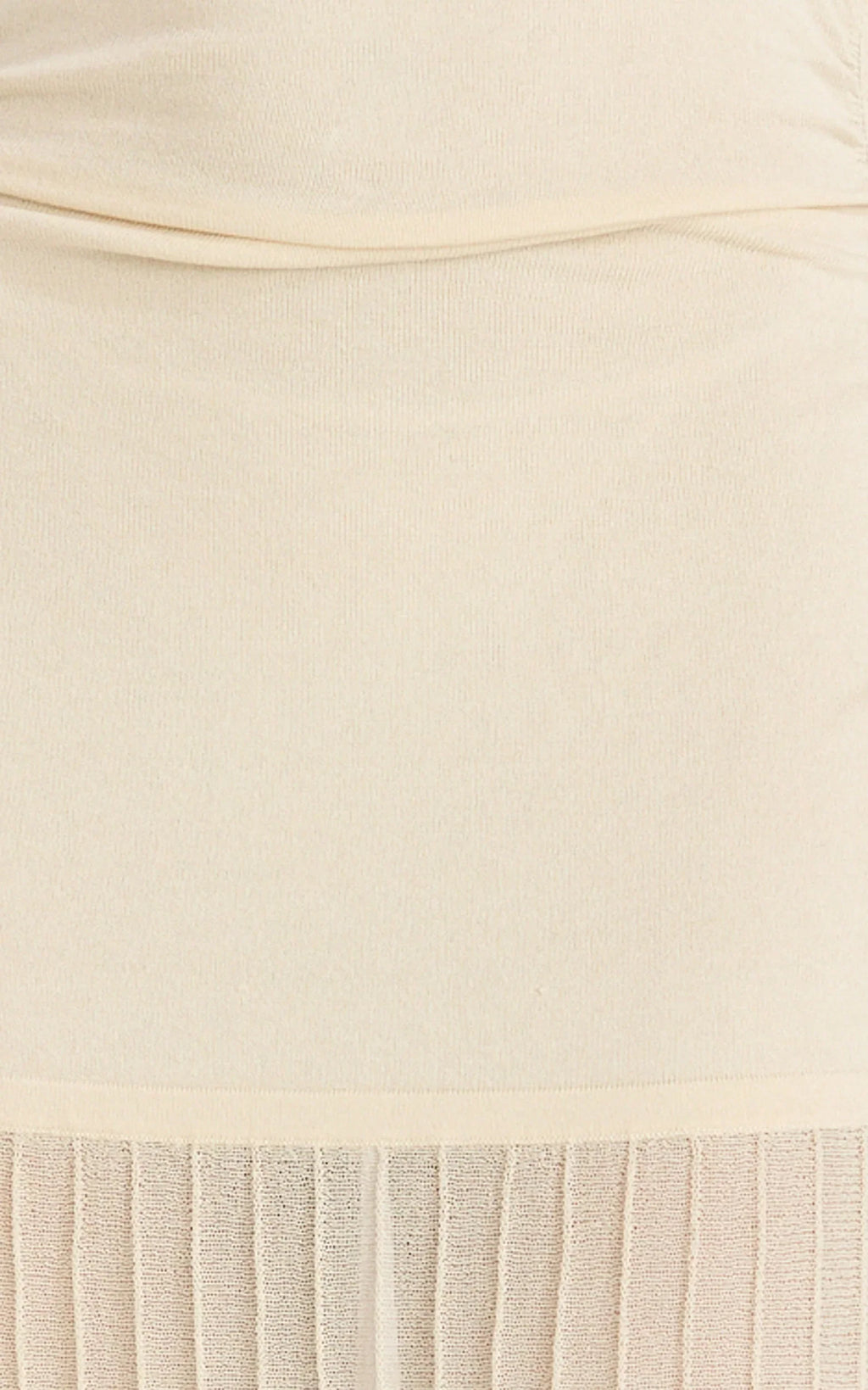 Roxy Maxi Dress - One Shoulder Pleated Skirt Knitted Dress in Cream