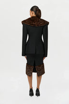 Suiting Faux Fur Leopard Midi Skirt