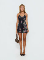Dorelia Halter Slip Mini Dress Black Multi