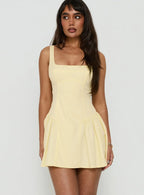 Lelouise Tie Back Mini Dress Butter Yellow