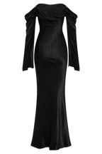 Giselle Off Shoulder Cowl Neck Maxi Dress - Black