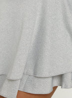 Antonetta Off Shoulder Ruched Mini Dress Grey Marle